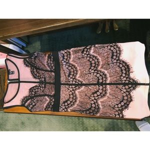 Windsor Pink and Black Lace Dress - Size S